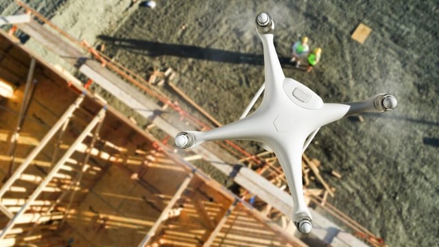 Drone at construction site for National Safety Month
