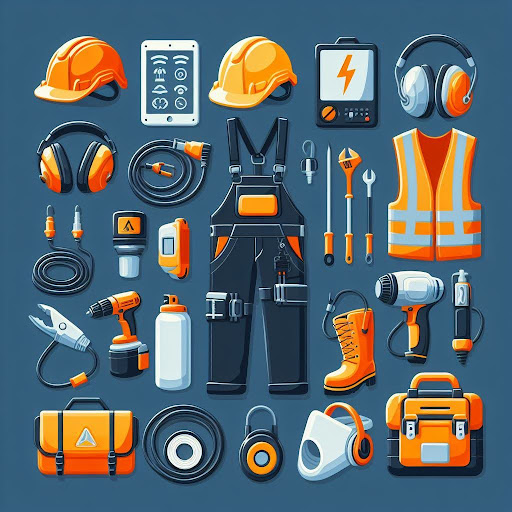 An illustration of various types of electrical PPE for National Electrical Safety Month
