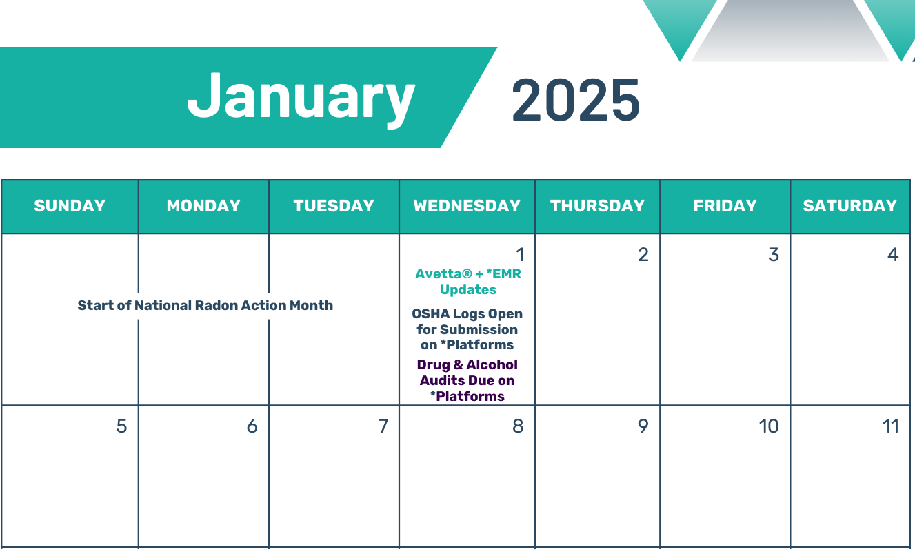 January 2025 Safety Calendar